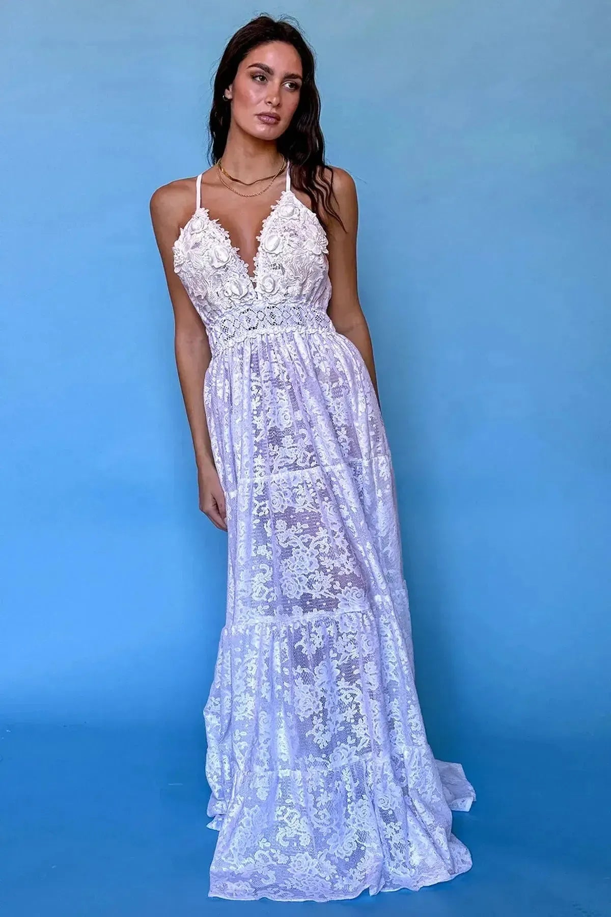 WHITE BOHO DRESS WITH OPEN BACK